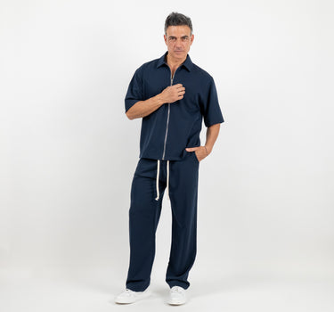 Coordinato camicia con zip e pantalaccio - Blu