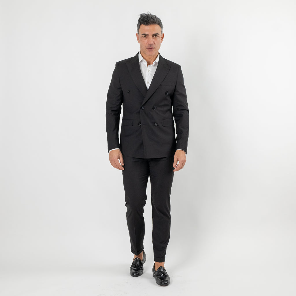 Traje cruzado melange - Azul real