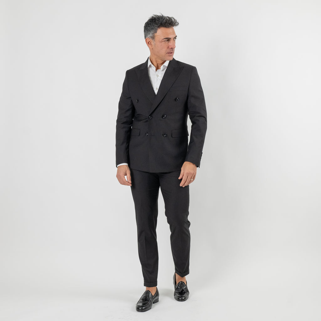 Traje cruzado melange - Azul real