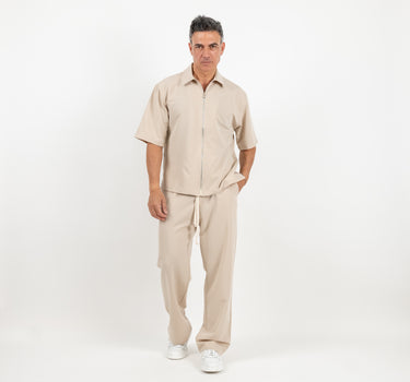 Coordinato camicia con zip e pantalaccio - Beige