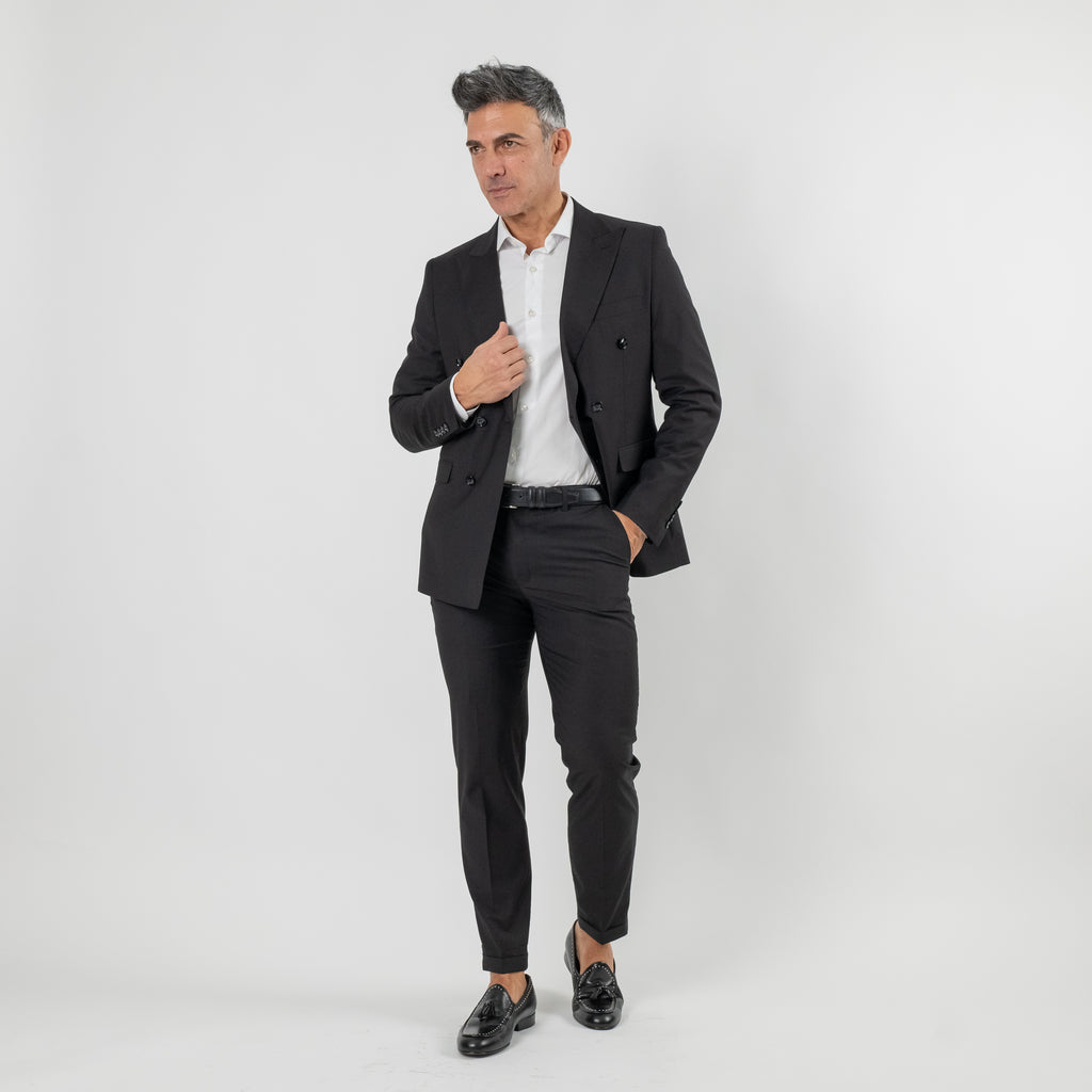 Traje cruzado melange - Azul real