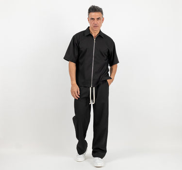 Coordinato camicia con zip e pantalaccio - Nero