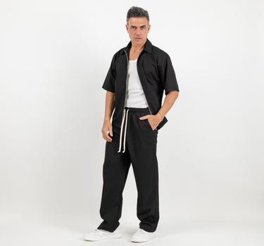 Coordinato camicia con zip e pantalaccio - Nero