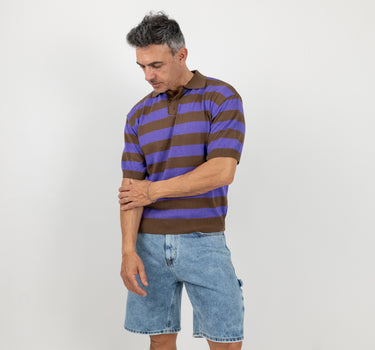 Polo in filo a strisce - Viola