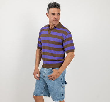 Polo in filo a strisce - Viola