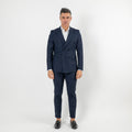 Costume croisé et pantalon à taille élastiquée - Bleu nuit