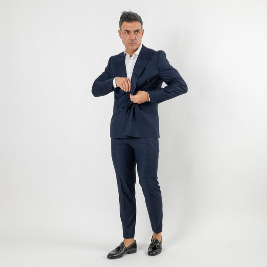 Abito doppiopetto e pantalone con molla - Blu Notte