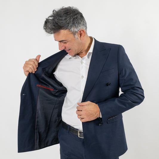 Abito doppiopetto e pantalone con molla - Blu Notte