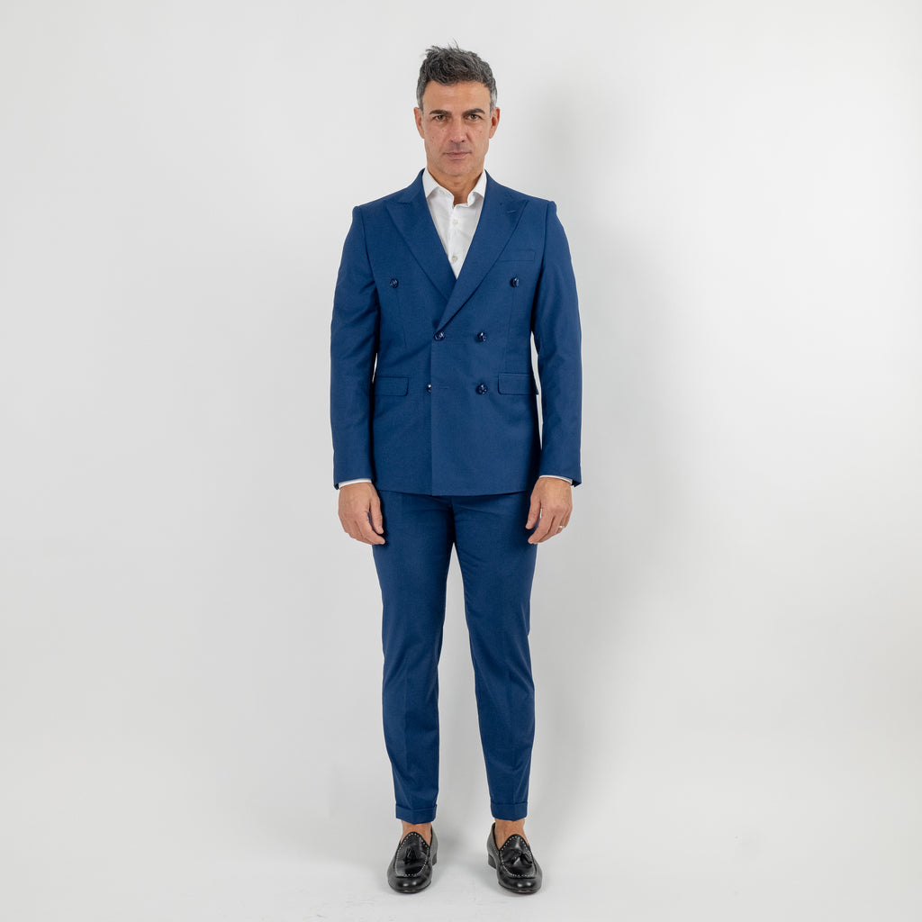 Traje cruzado melange - Azul real