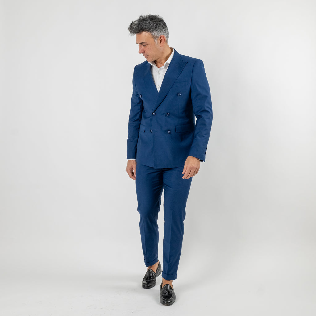 Traje cruzado melange - Azul real