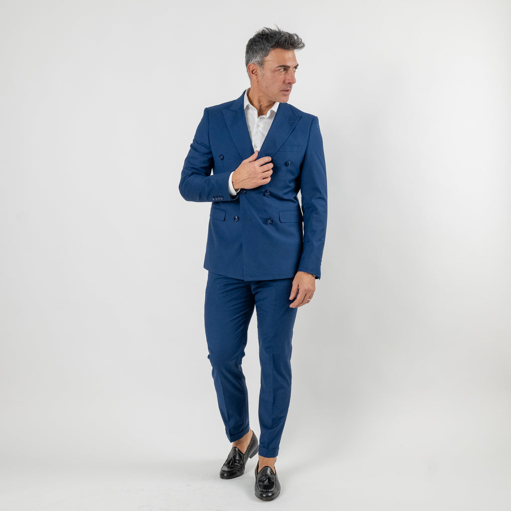 Traje cruzado melange - Azul real