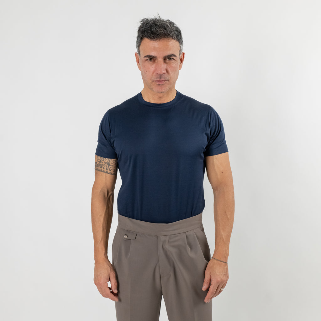 T-shirt in Filo di Scozia - Blu Notte