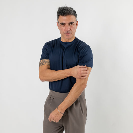 T-shirt in Filo di Scozia - Blu Notte