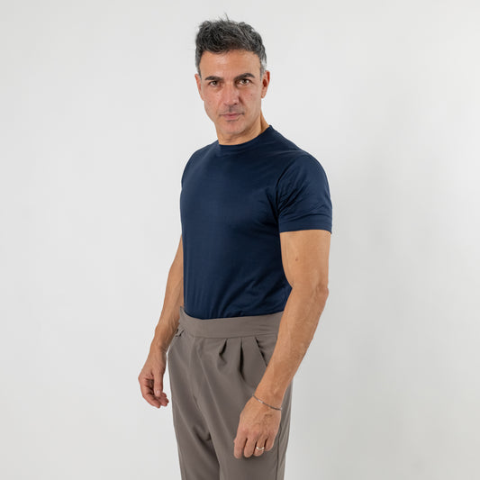 T-shirt in Filo di Scozia - Blu Notte
