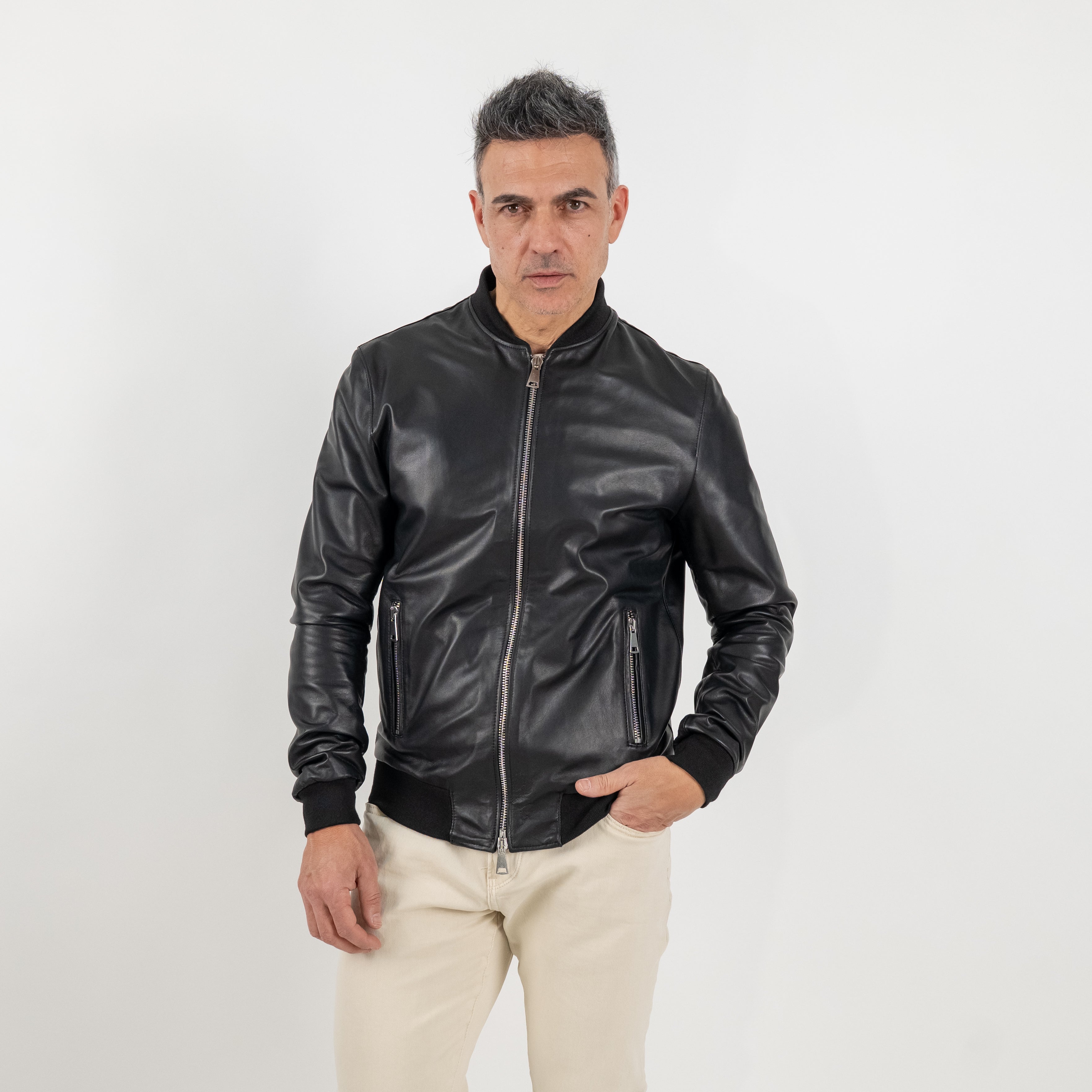 College in Vera Pelle - Nero