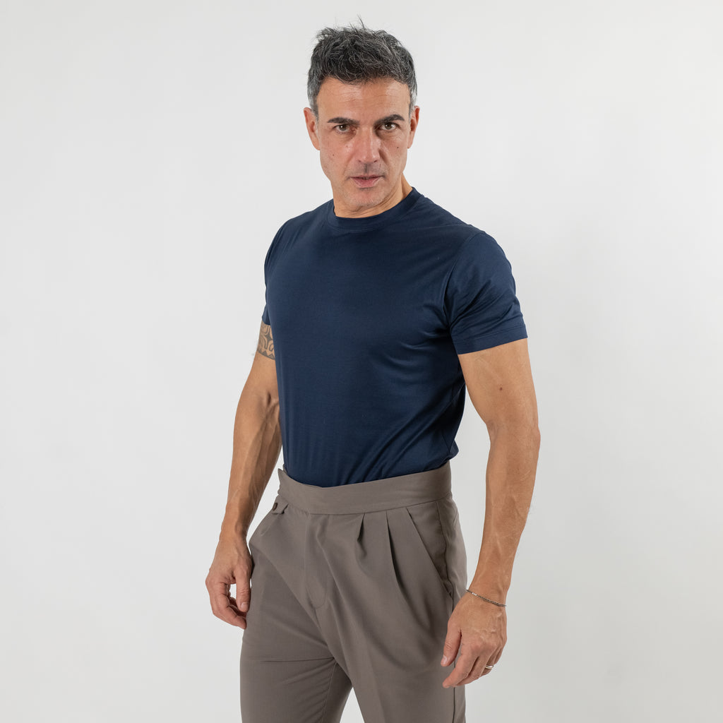 T-shirt in Filo di Scozia - Blu Notte