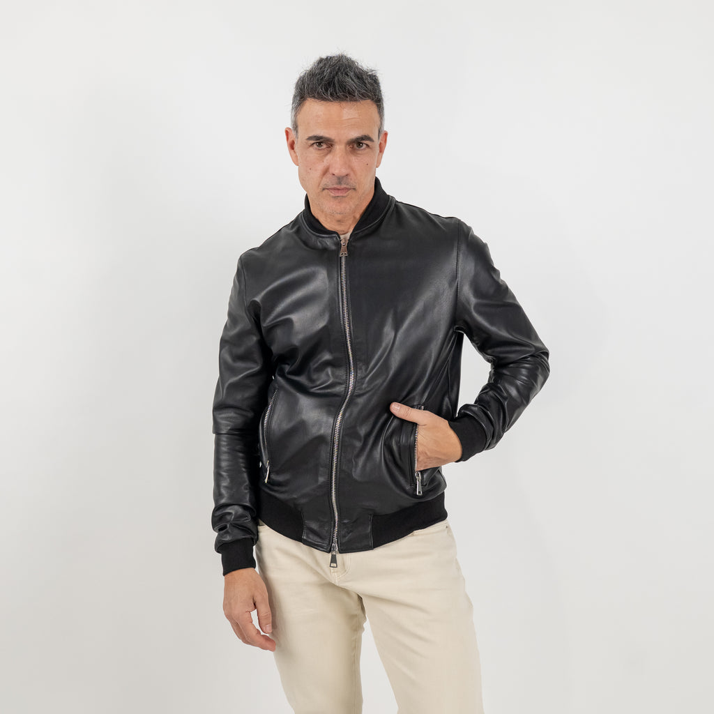 College in Vera Pelle - Nero