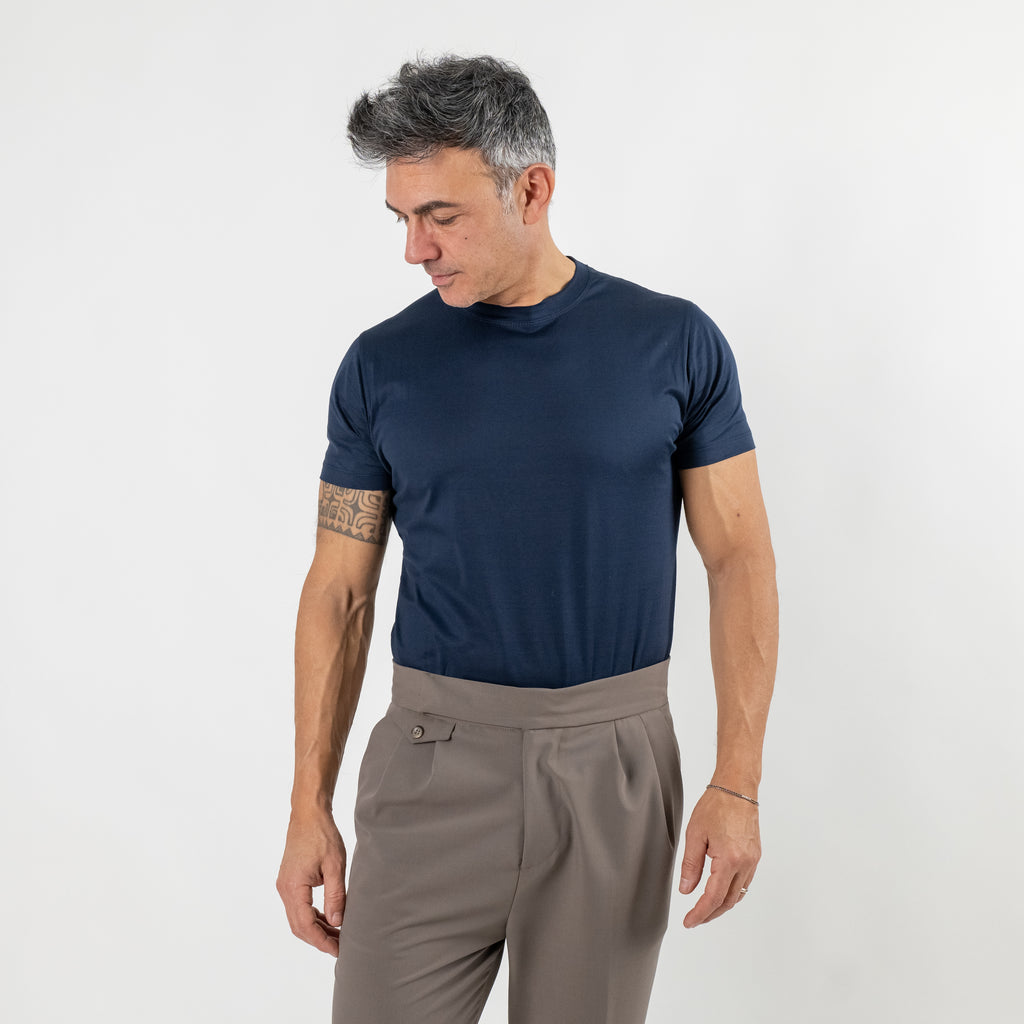 T-shirt in Filo di Scozia - Blu Notte
