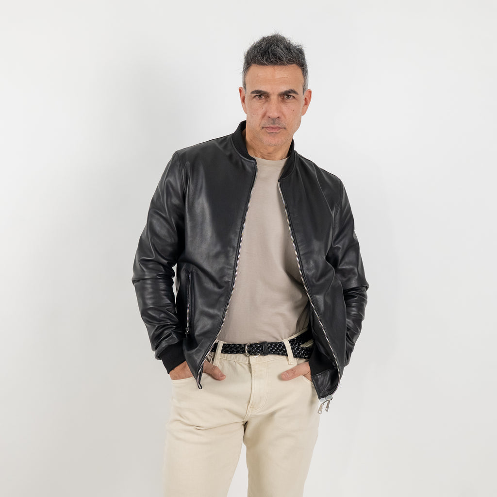 College in Vera Pelle - Nero