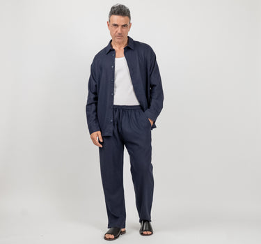 Coordinato in lino - Blu
