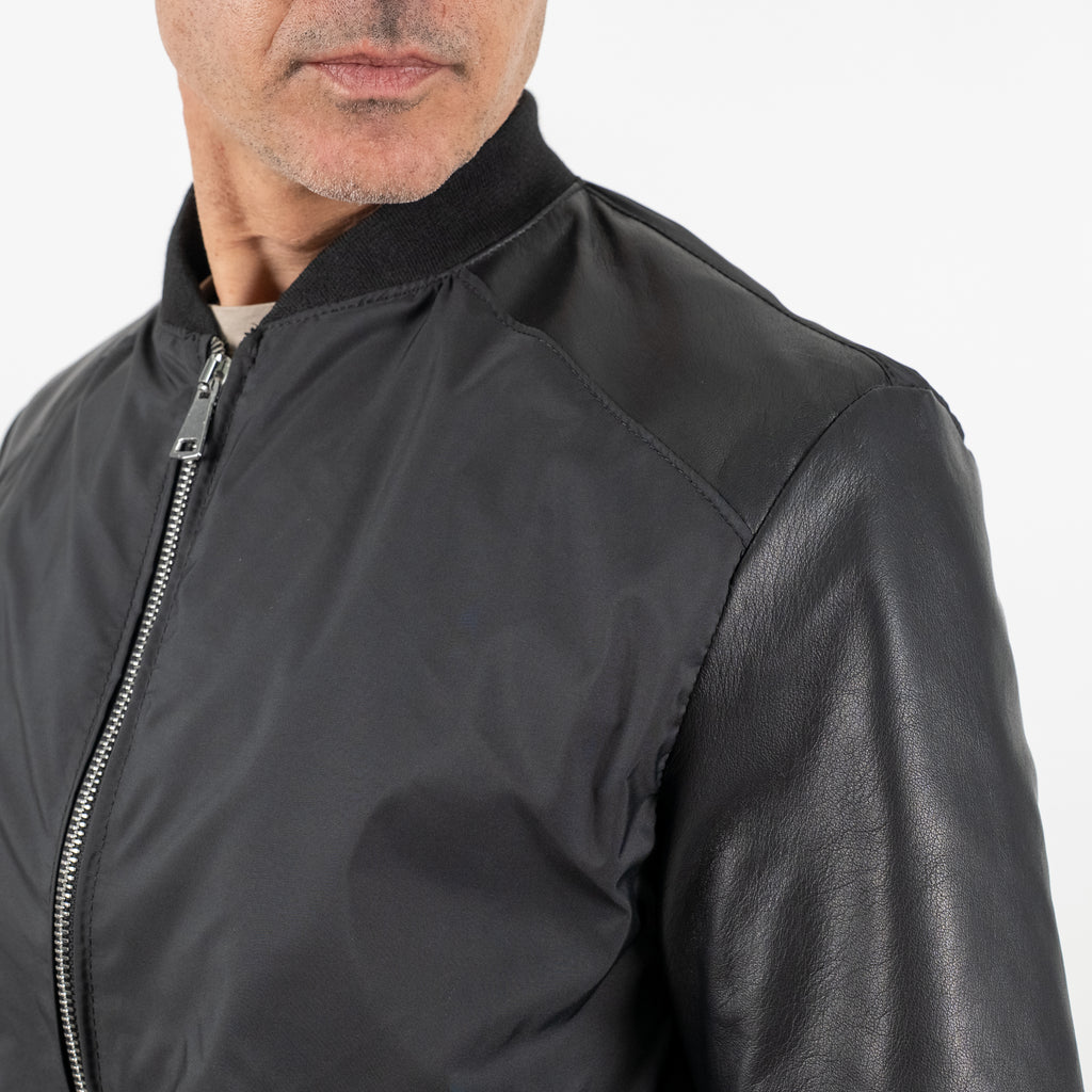 College in Genuine Leather with Nylon Inserts - Black