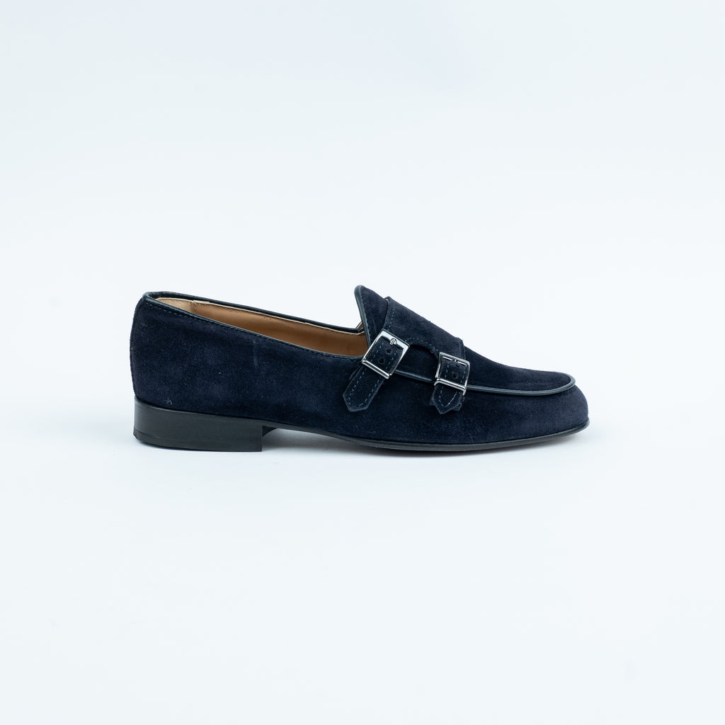 Double Buckle Suede Moccasin - Black