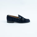 Double Buckle Suede Moccasin - Black