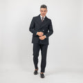 Double-breasted suit with wide lapels and slim trousers - Black