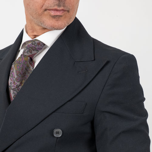 Double-breasted suit with wide lapels and slim trousers - Black