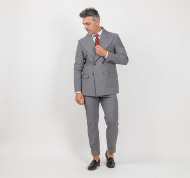 Abito doppiopetto con rever largo pantalone slim - Grigio