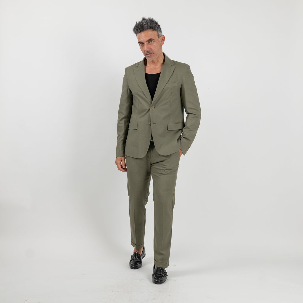 Abito monopetto in lino - Verde Militare