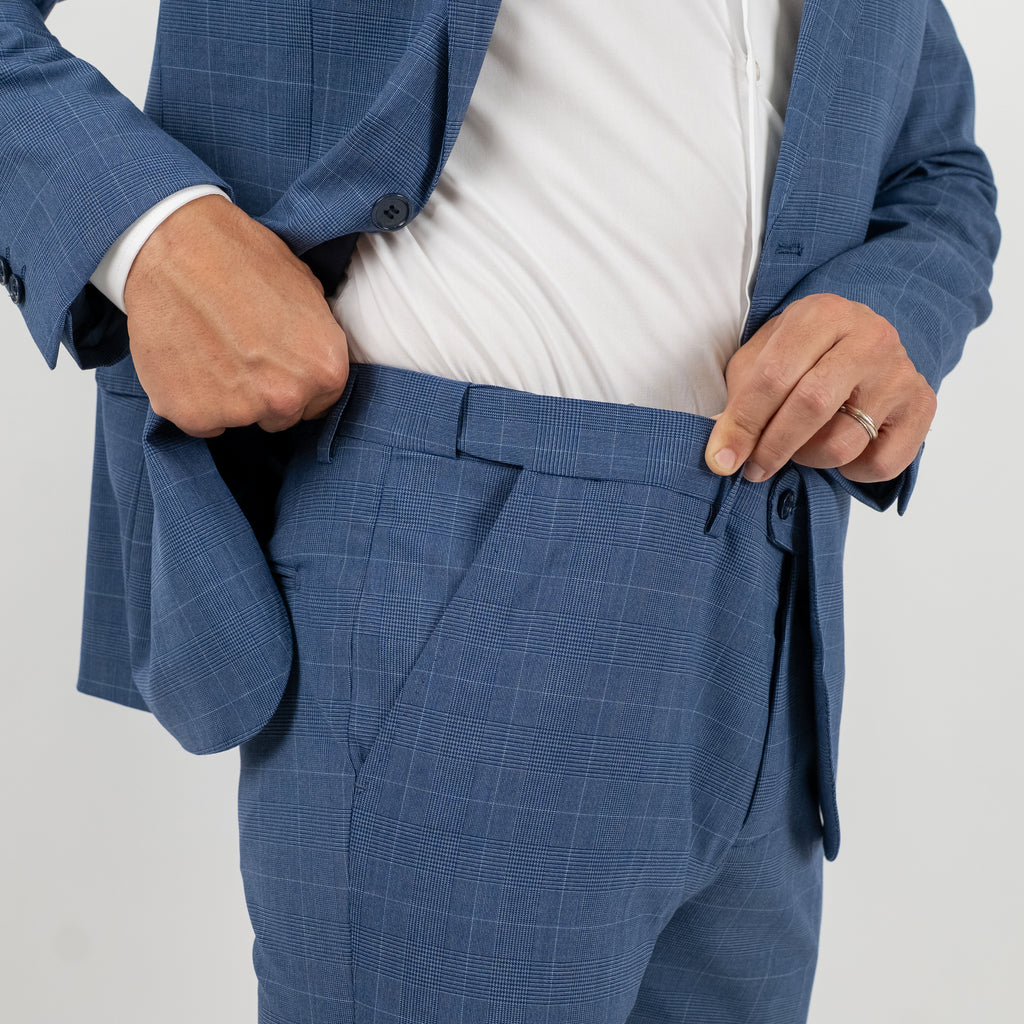 Traje Príncipe de Gales de botonadura sencilla - Azul