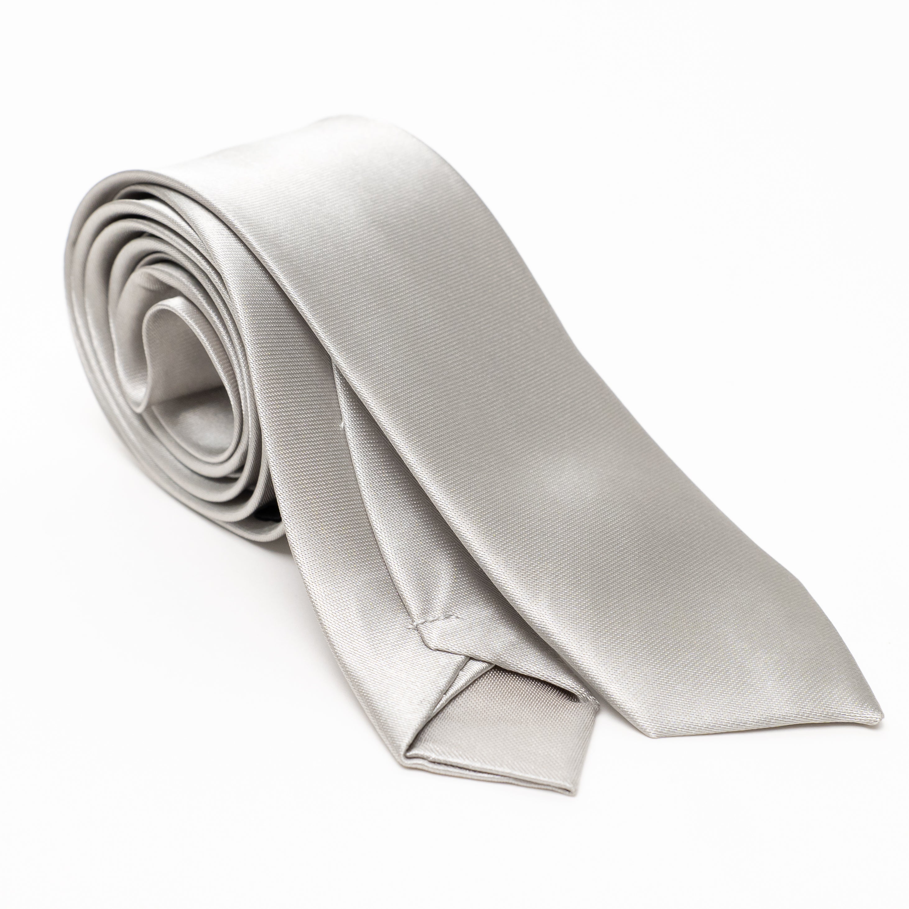 Cravatta slim effetto raso - Argento