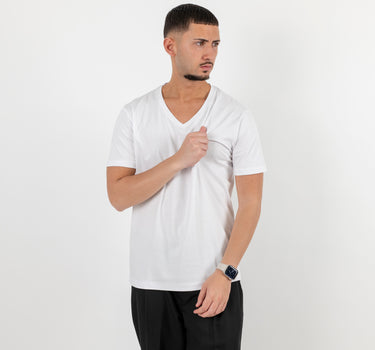 T-shirt effetto seta scollo V - Bianco