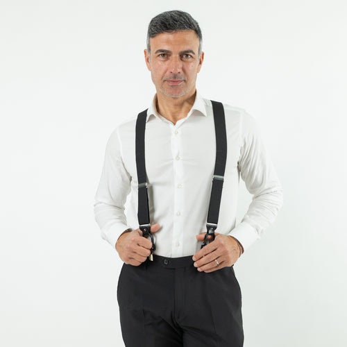Faux Leather Suspenders - Black