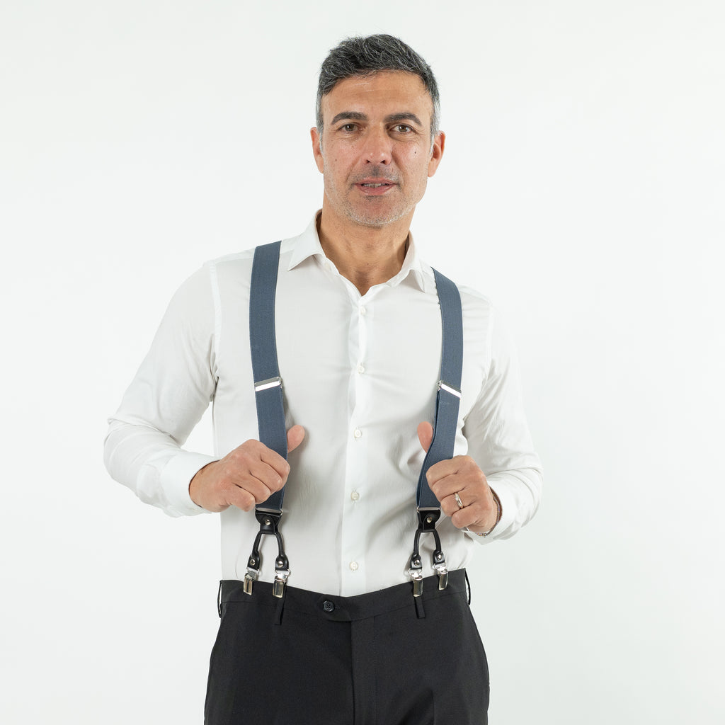 Bretelle in ecopelle - Blu Navy