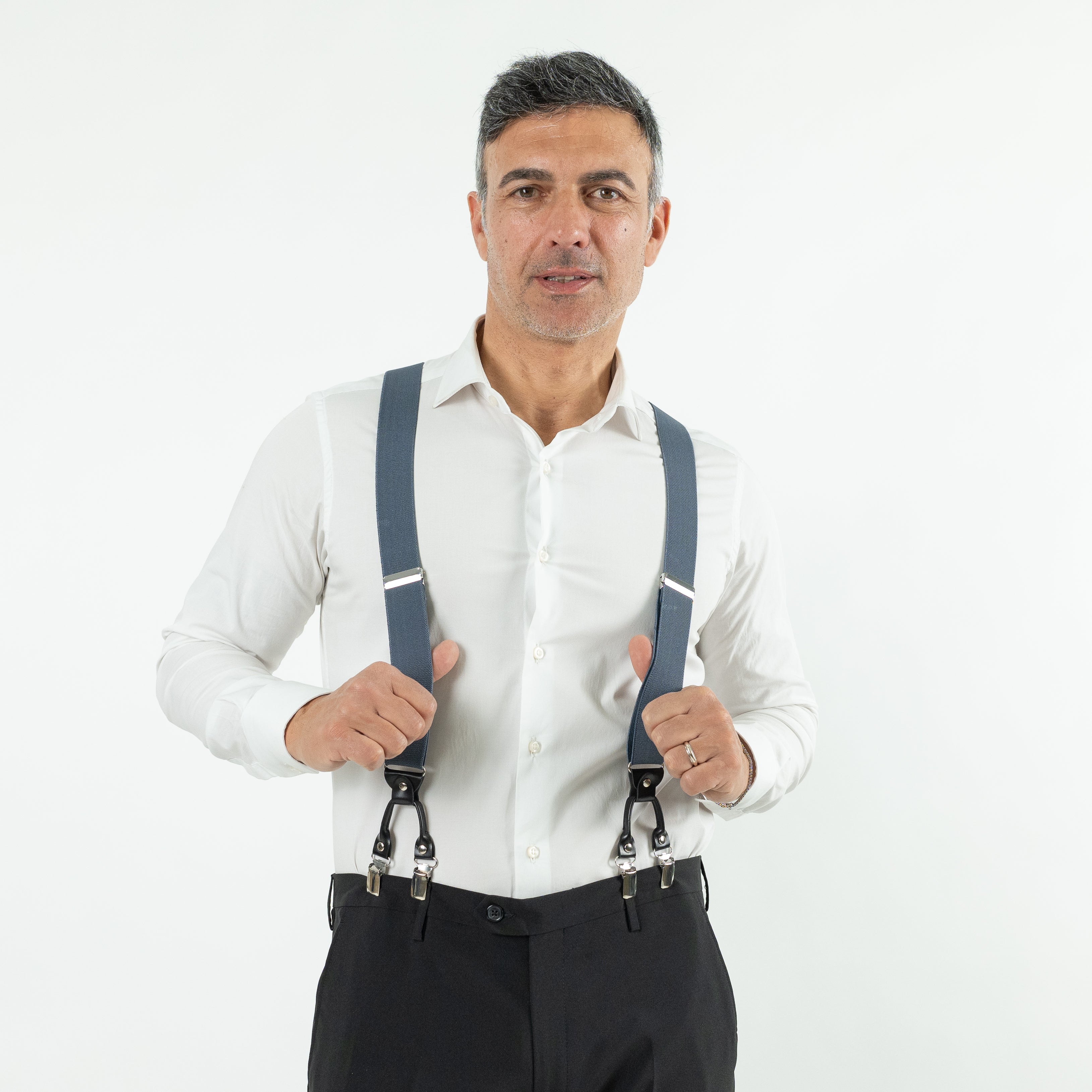 Bretelle in ecopelle - Blu Navy