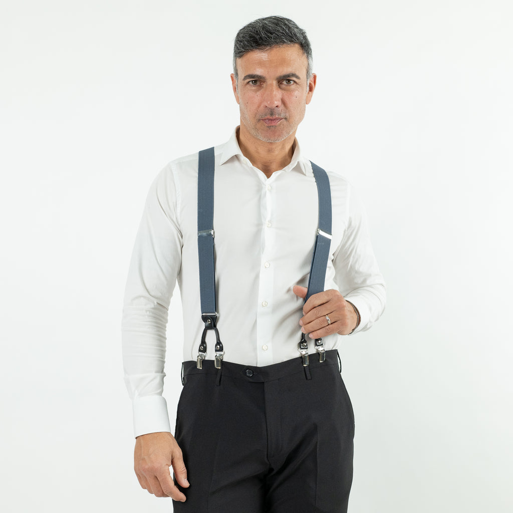 Bretelle in ecopelle - Blu Navy