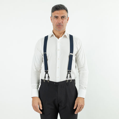 Faux Leather Suspenders - Midnight Blue
