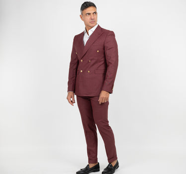 Double-breasted suit with gold buttons - Bordeaux