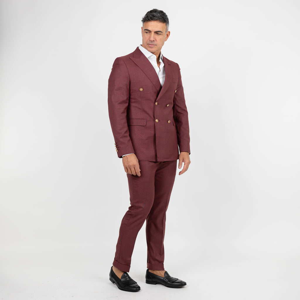 Abito doppio petto bottoni oro - Bordeaux
