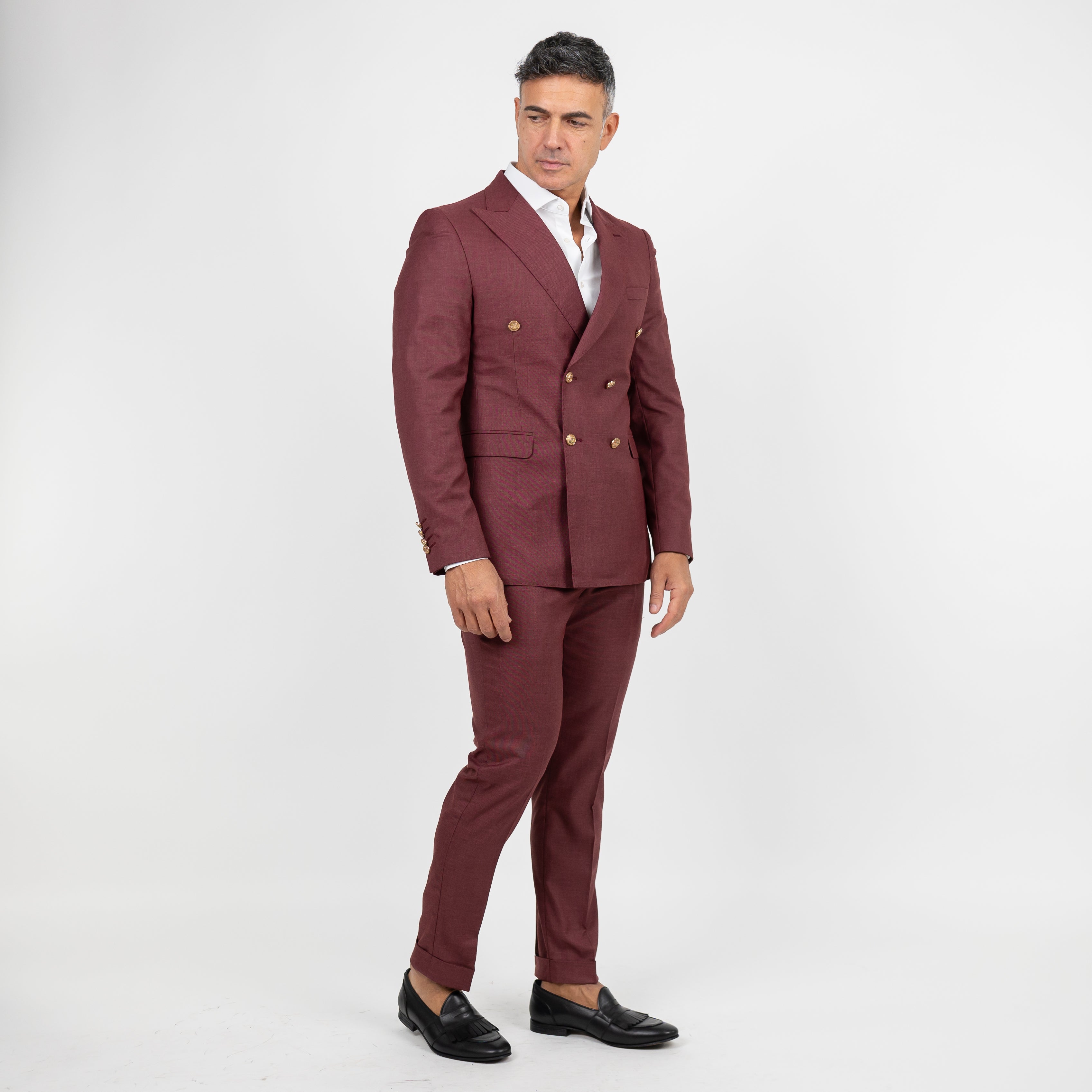 Abito doppio petto bottoni oro - Bordeaux