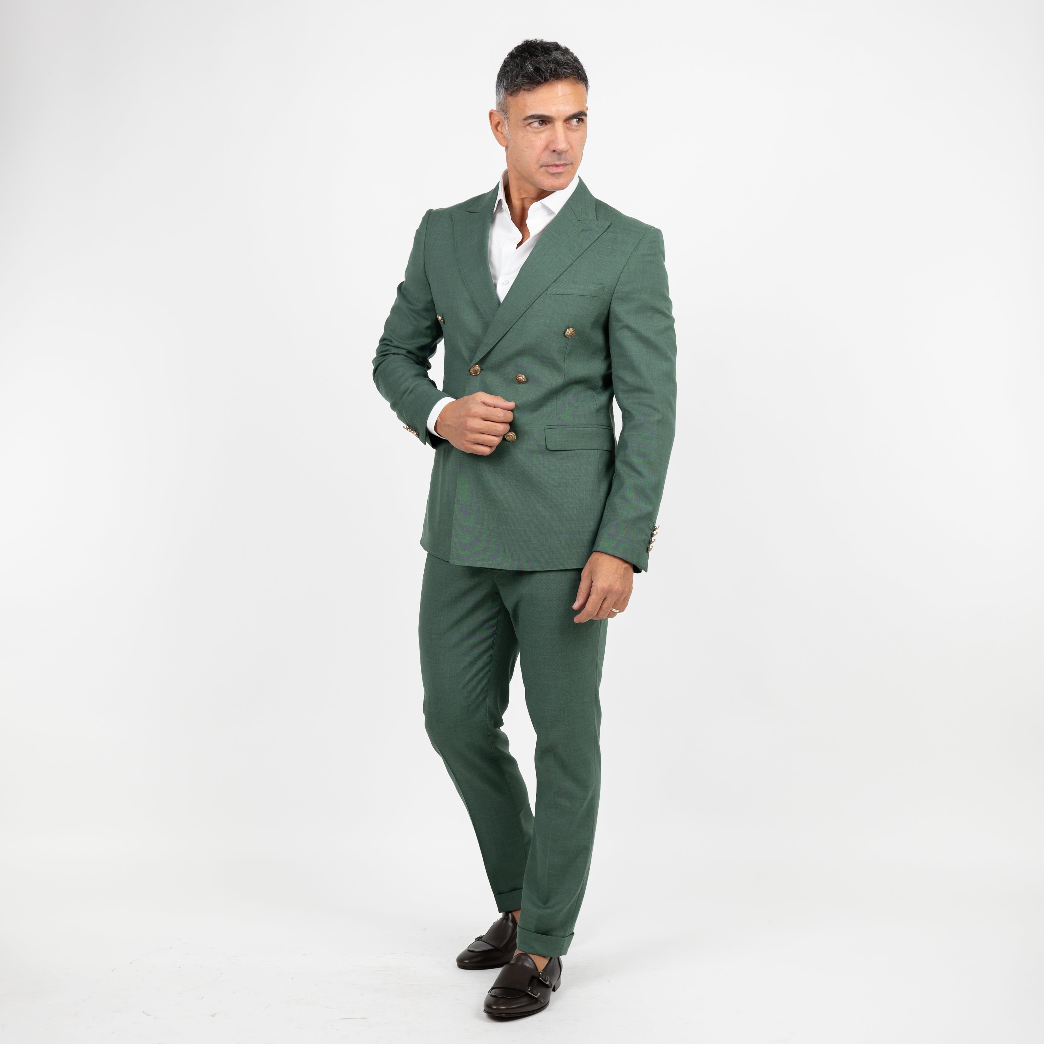 Abito doppio petto bottoni oro - Verde