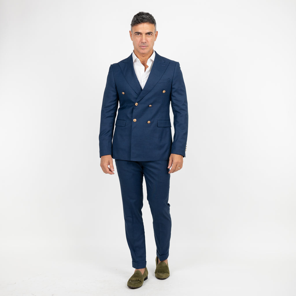 Traje cruzado con botones dorados - Azul noche