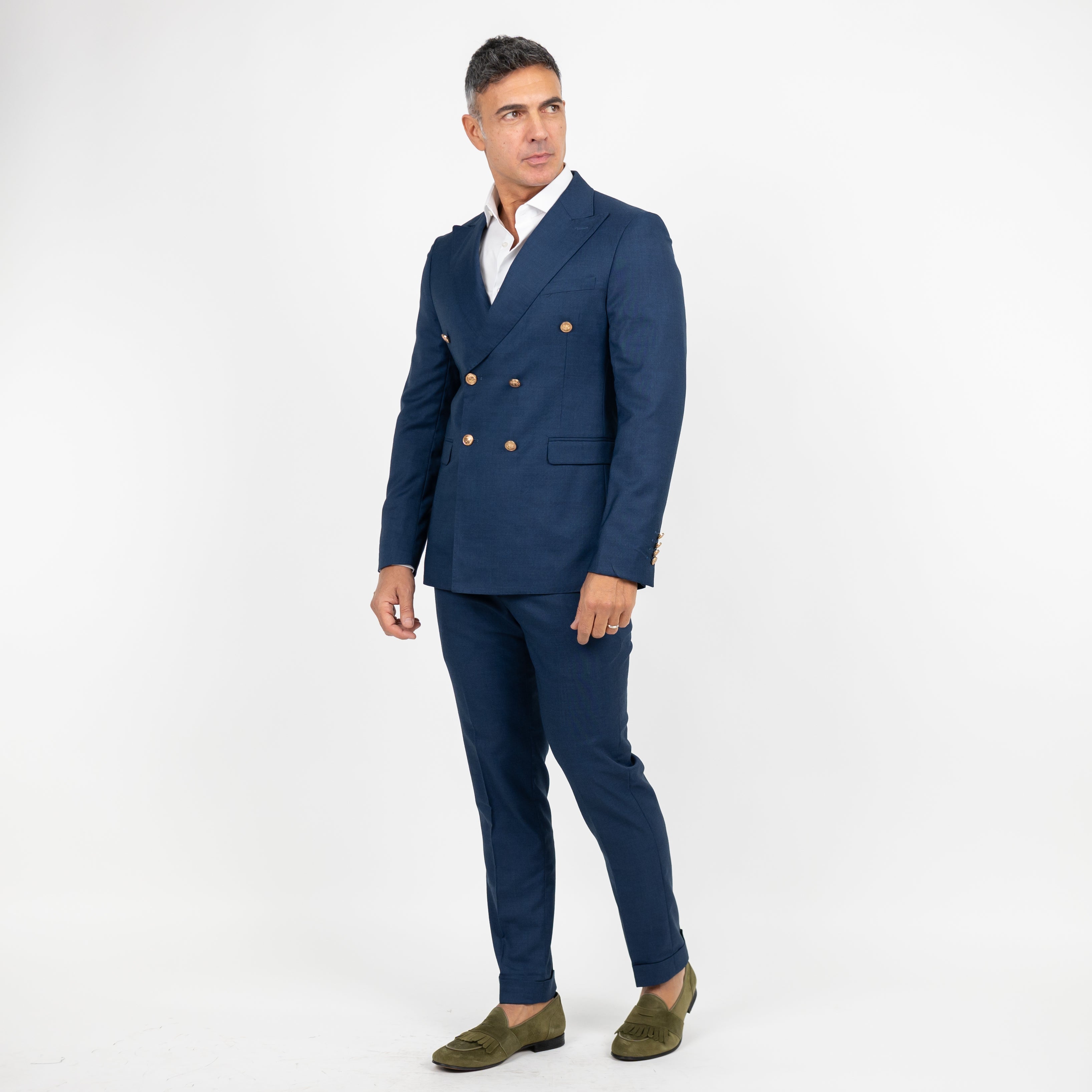 Abito doppio petto bottoni oro - Blu notte