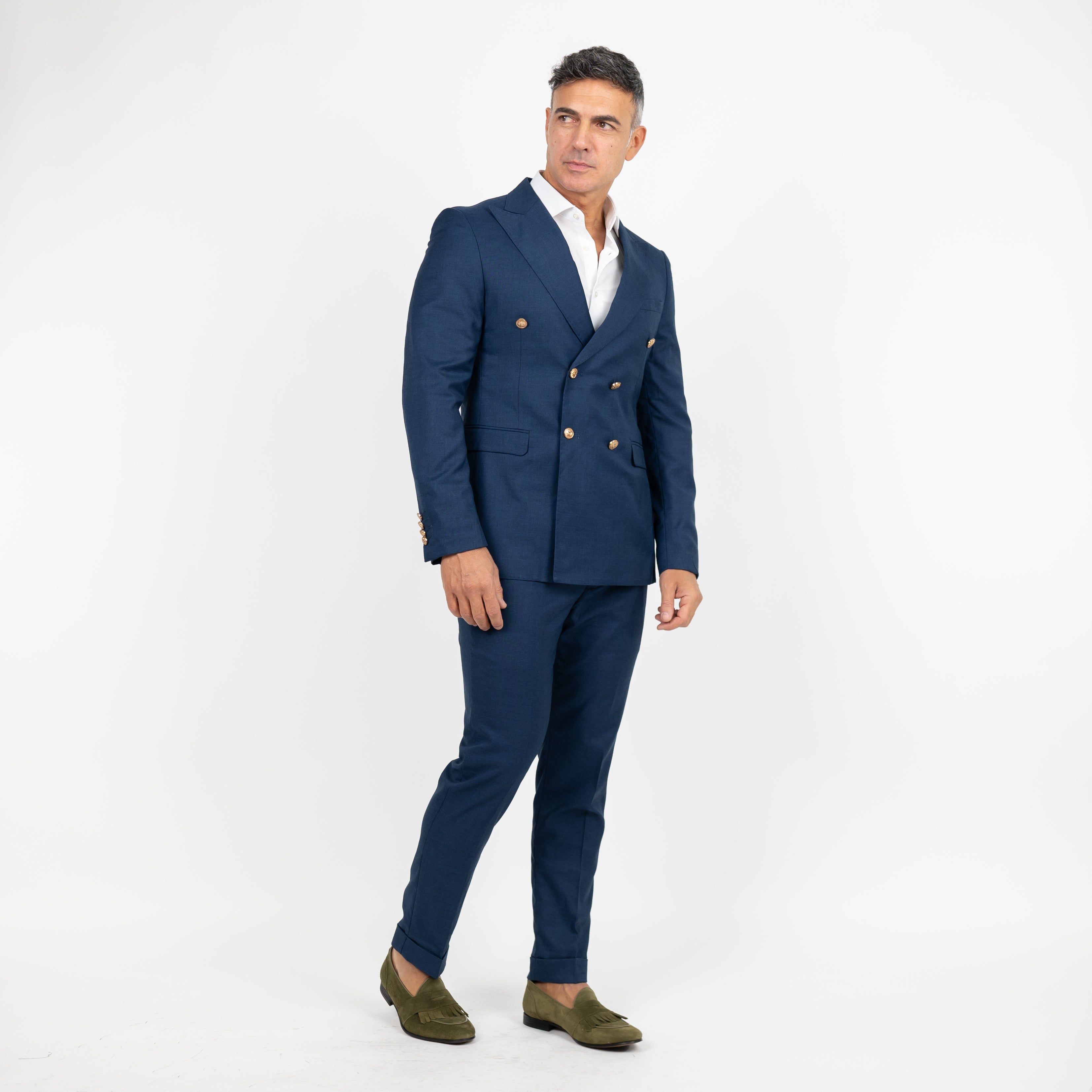 Abito doppio petto bottoni oro - Blu notte