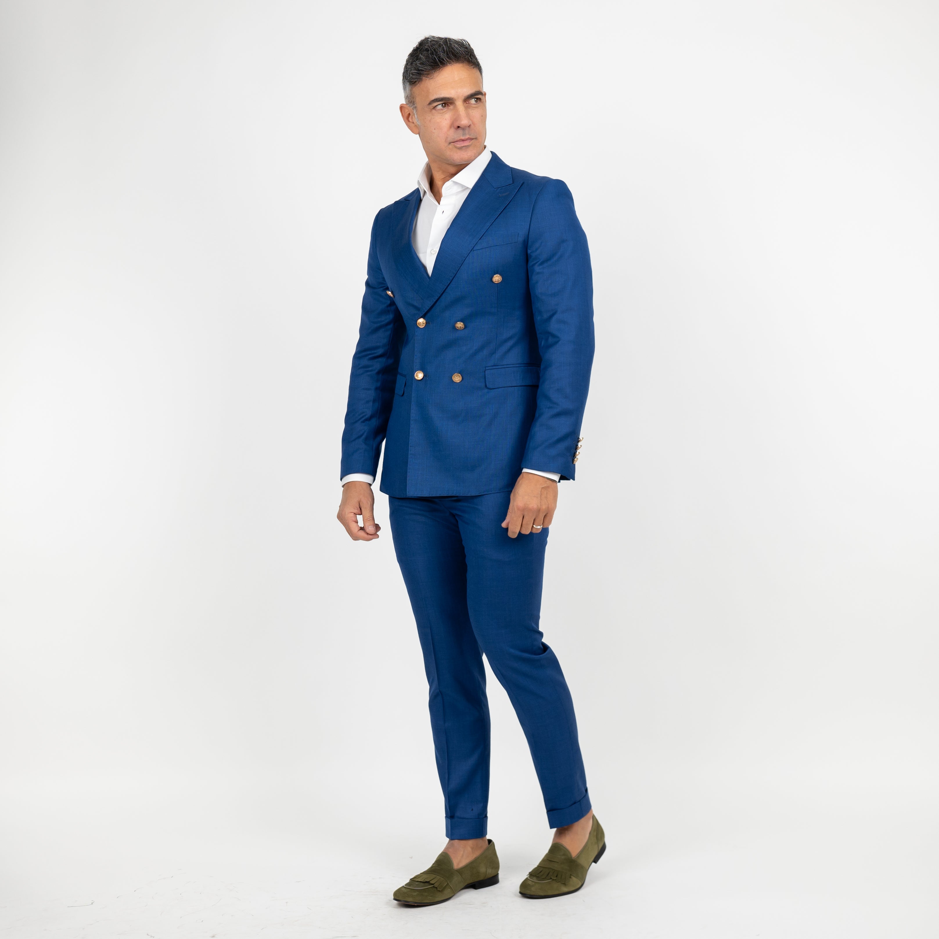 Abito doppio petto bottoni oro Blu royal – Difference Store