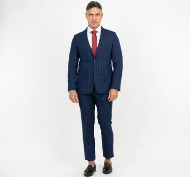 Single-Breasted Pinstripe Suit - Blue 