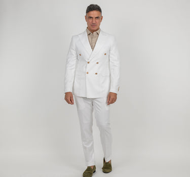 Double breasted suit with gold buttons - White