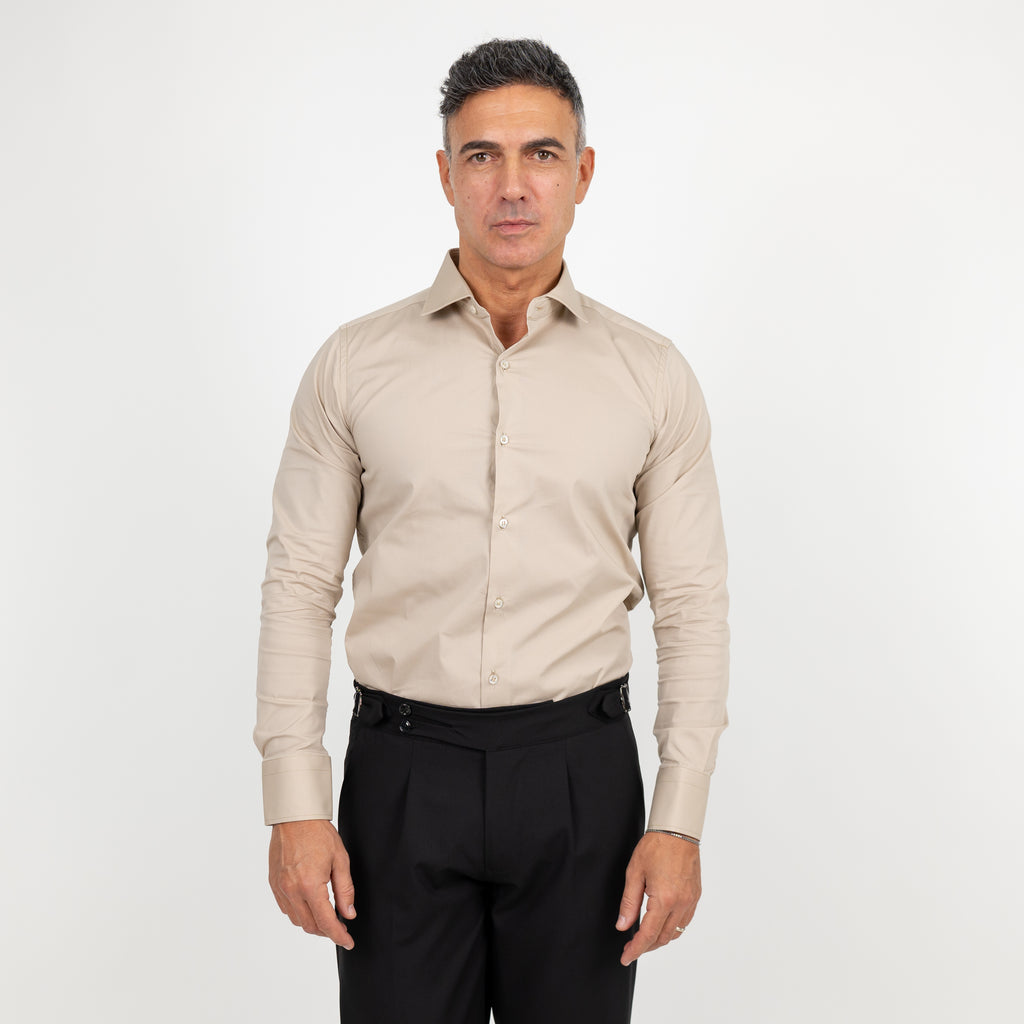 Camicia sartoriale tinta unita - Beige
